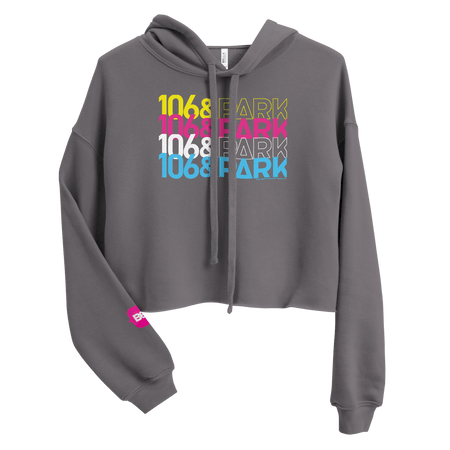 106 & Park Repeat Logo Women's Fleece Crop Hooded Sweatshirt - Paramount Shop
