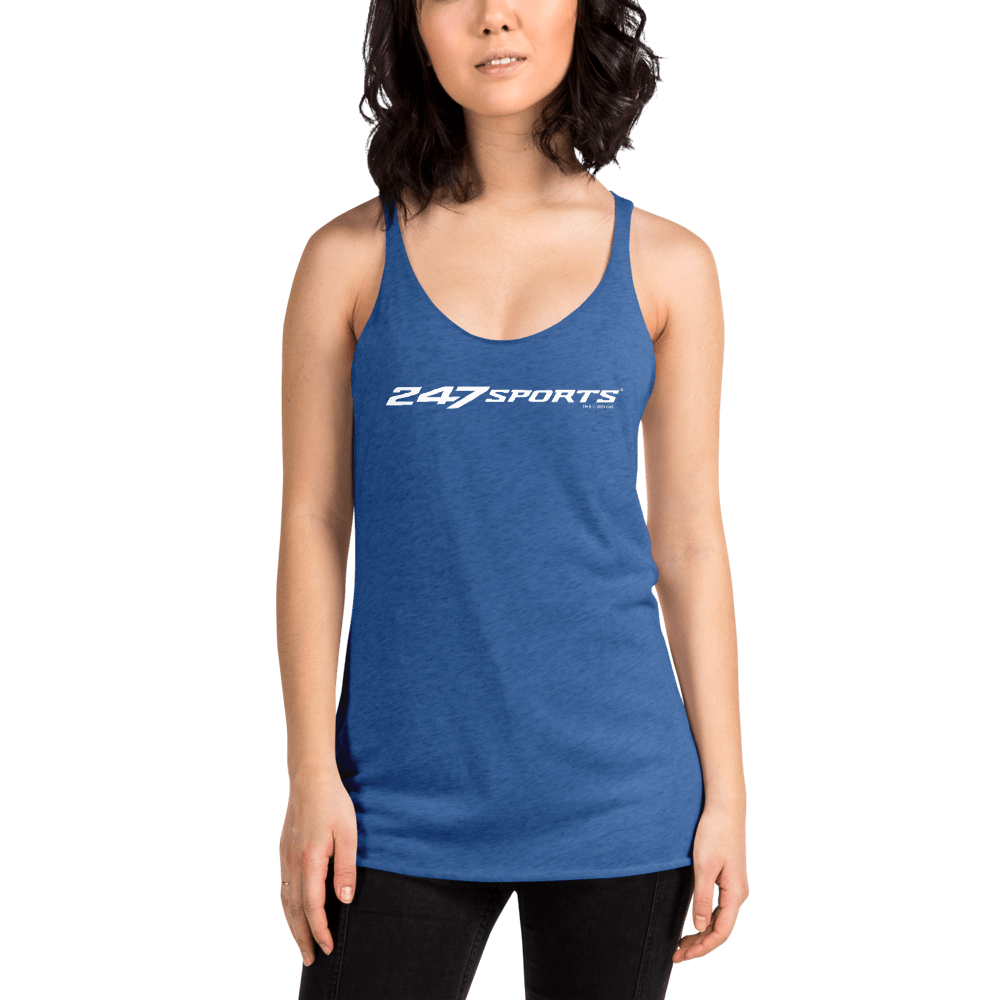 247 Sports White Logo Women's Tri - Blend Racerback Tank Top - Paramount Shop
