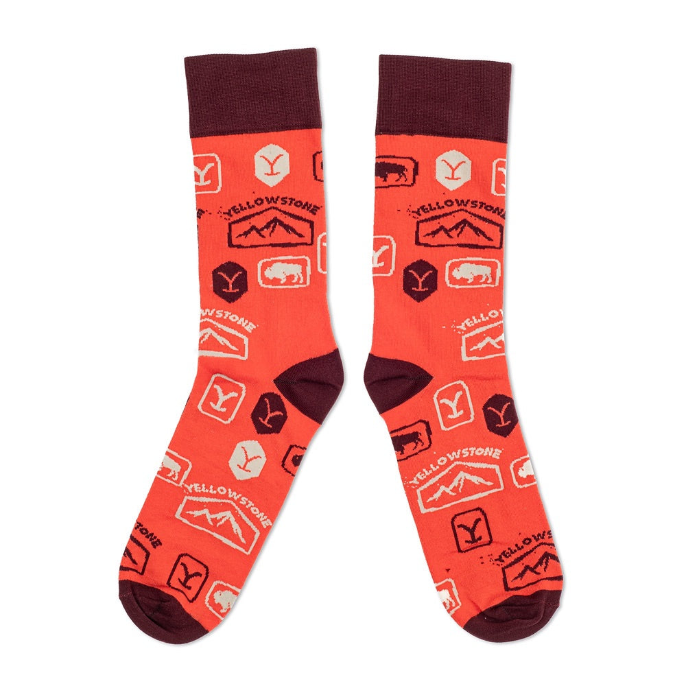 Yellowstone Orange Dutton Ranch Logo Socks