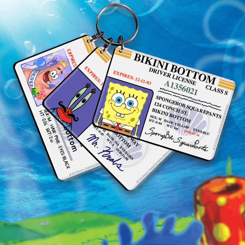 SpongeBob Schwammkopf Bikini Bottom Führerschein Schlüsselanhänger Bundle