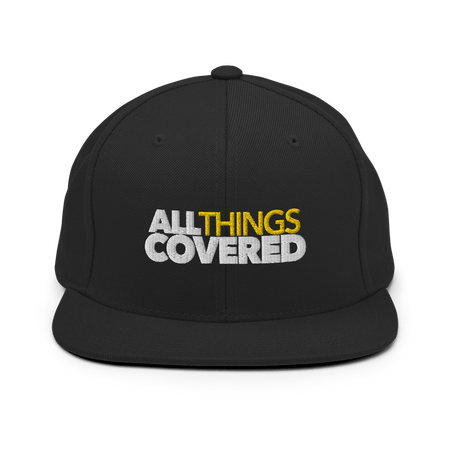 All Things Covered Podcast White Logo Embroidered Flat Bill Hat - Paramount Shop