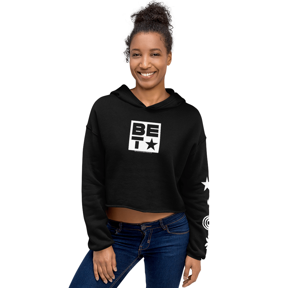 BET Icons Women's Fleece Crop Hooded Sweatshirt - Paramount Shop