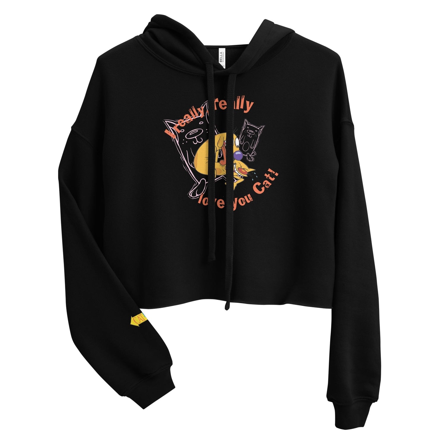 CatDog Really Love You Cat Women's Cropped Hooded Sweatshirt - Paramount Shop