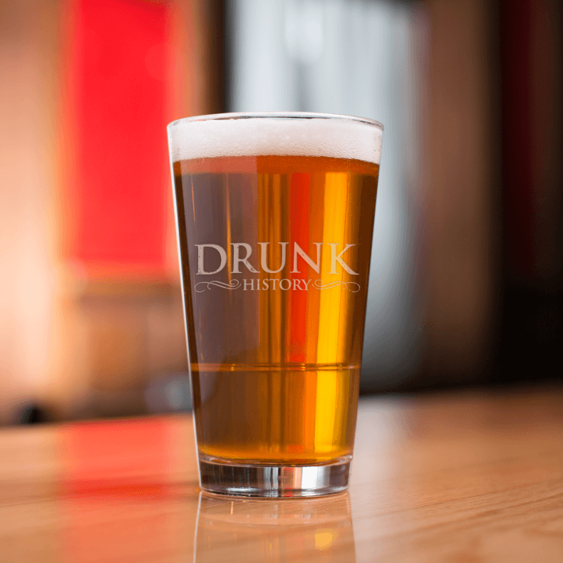 Drunk History Logo Vaso de cerveza grabado con láser