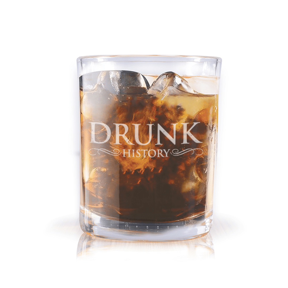 Drunk History Logo Laser Engraved Rocks Glass - Paramount Shop