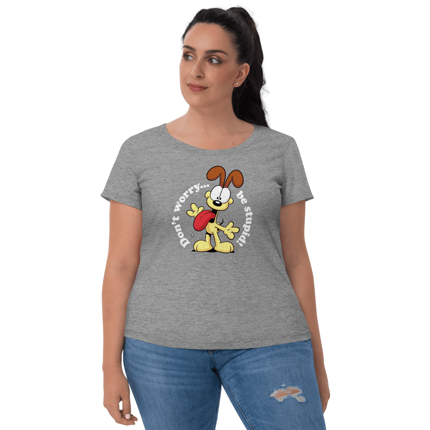 Garfield Don't Worry Be Stupid Women's Tri - Blend Short Sleeve T - Shirt - Paramount Shop