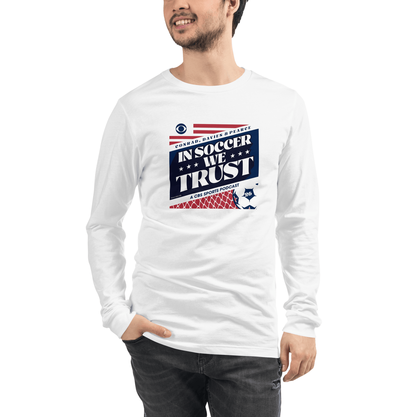 In Soccer We Trust Podcast Key Art Adult Long Sleeve T - Shirt - Paramount Shop