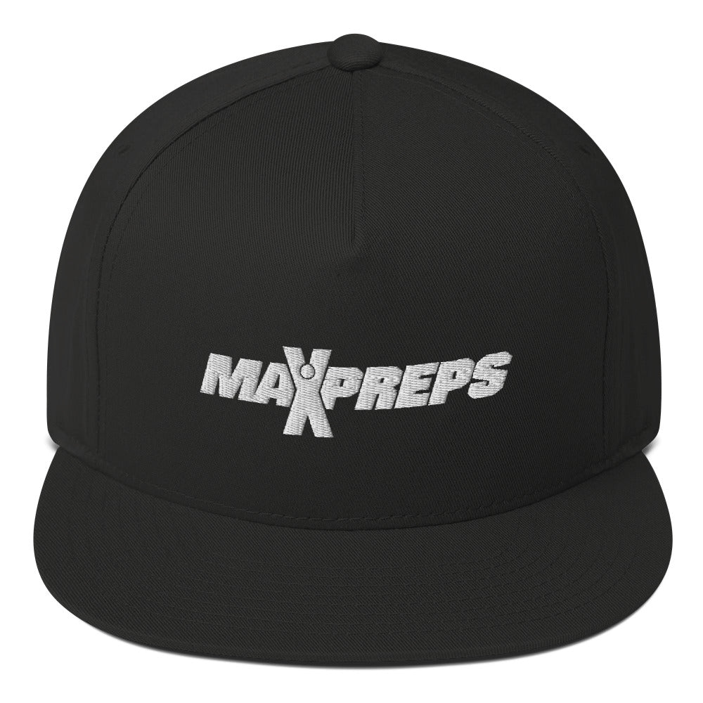 MaxPreps Logo White Embroidered Flat Bill Hat - Paramount Shop