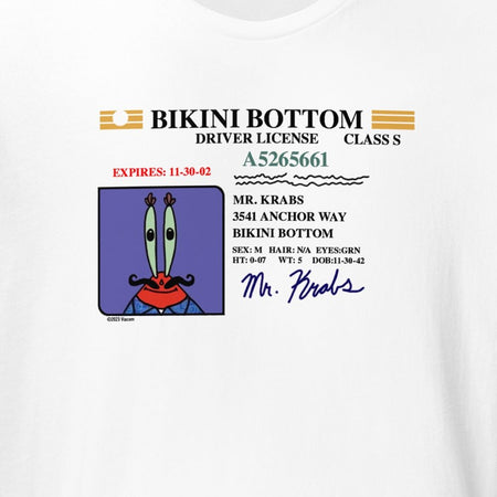 Mr. Krabs Bikini Bottom Driver's License T - Shirt - Paramount Shop