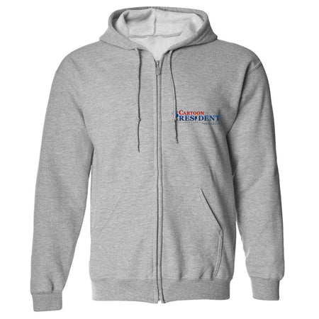 Our Cartoon President Logo Fleece Zip - Up Hooded Sweatshirt - Paramount Shop