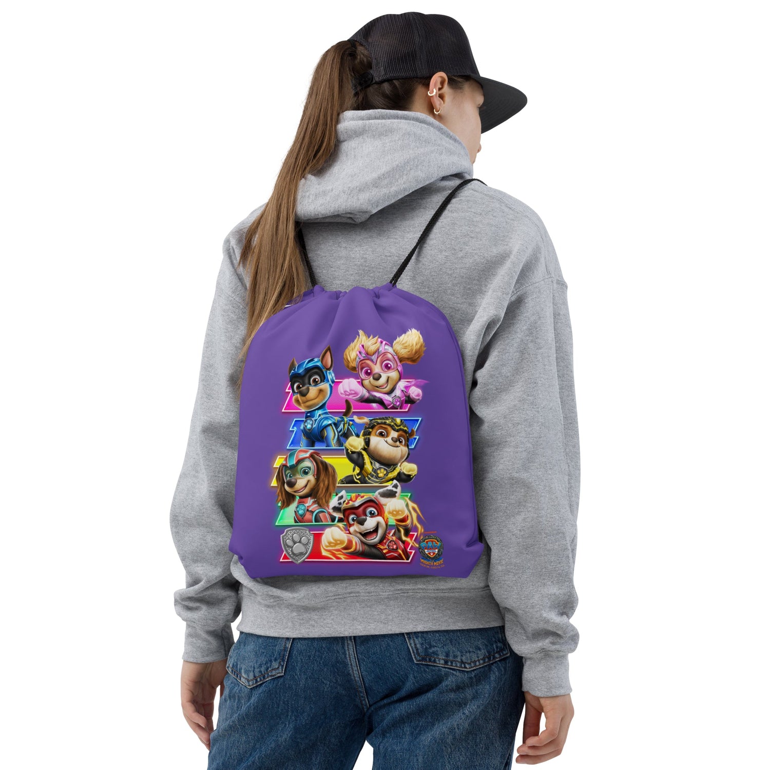 PAW Patrol The Mighty Movie Purple Drawstring Bag - Paramount Shop