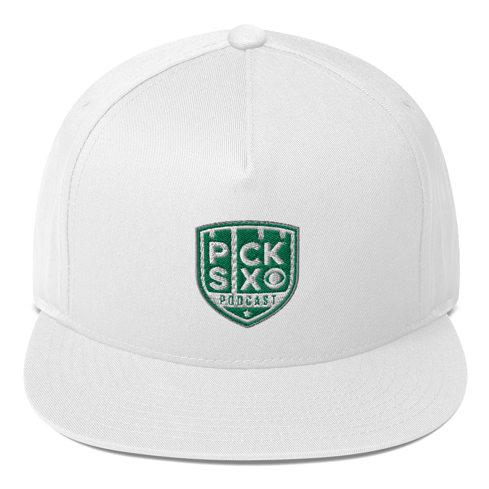 Pick Six Podcast Logo Embroidered Flat Bill Hat - Paramount Shop