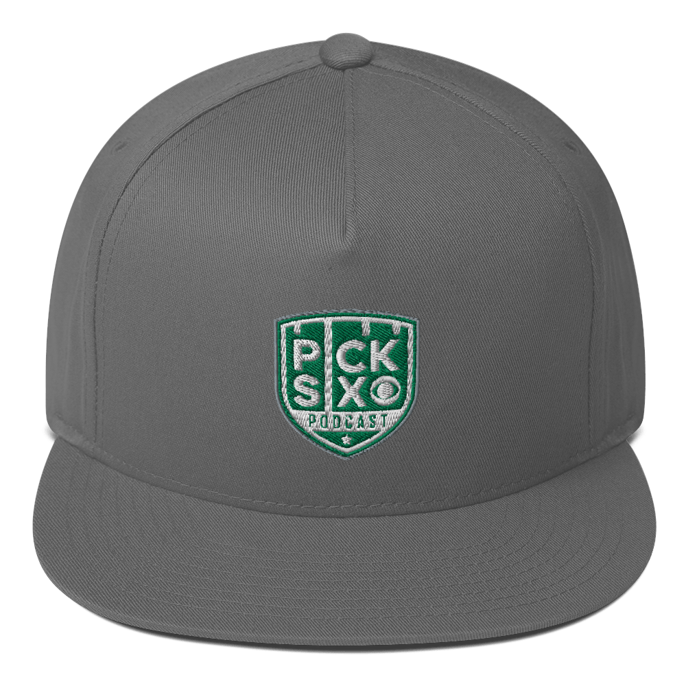 Pick Six Podcast Logo Embroidered Flat Bill Hat - Paramount Shop