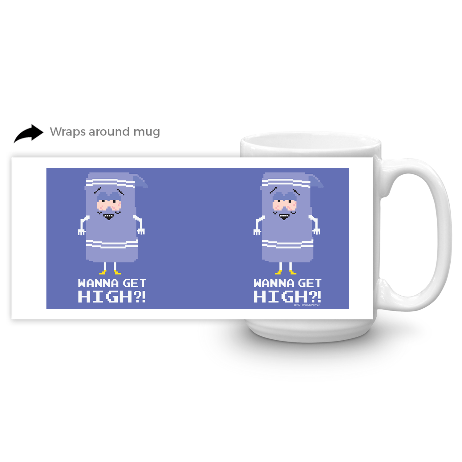 South Park Towelie Wanna Get High White Mug - Paramount Shop