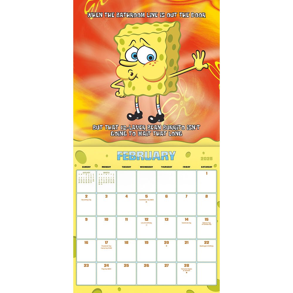 Spongebob Squarepants 2025 16 - Month Wall Calendar - Paramount Shop