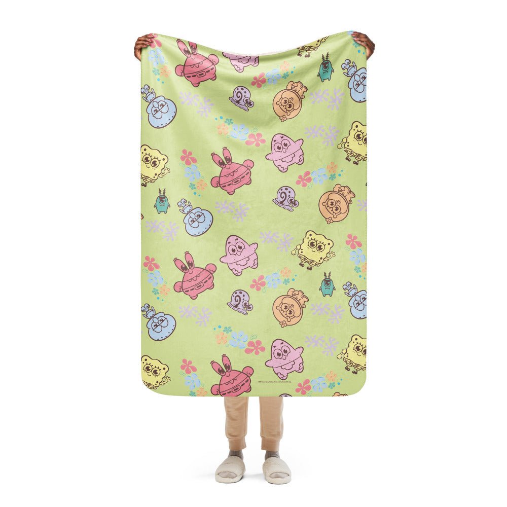 SpongeBob SquarePants AdoraBob Gang Sherpa Blanket - Paramount Shop