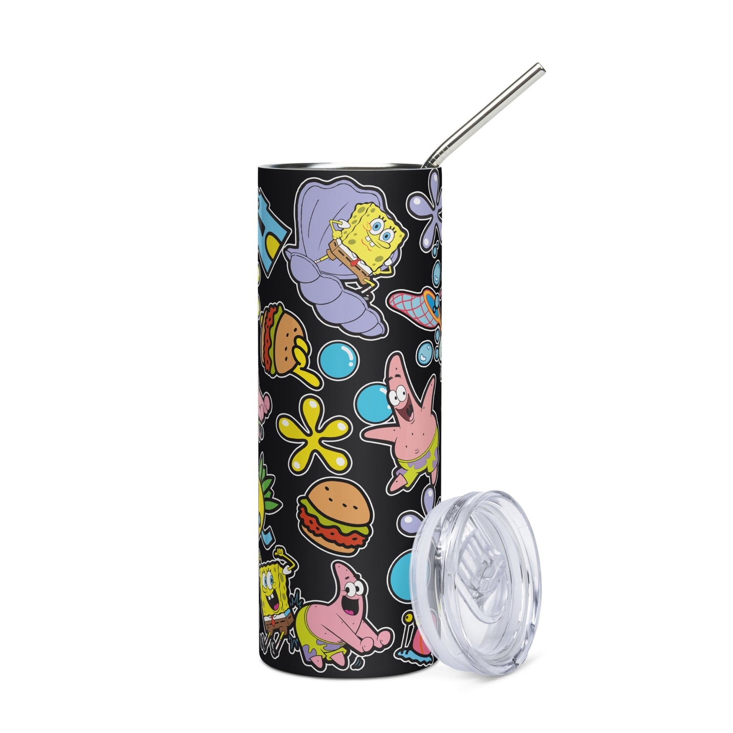 SpongeBob Squarepants Characters Stainless Steel Tumbler with Straw - Paramount Shop