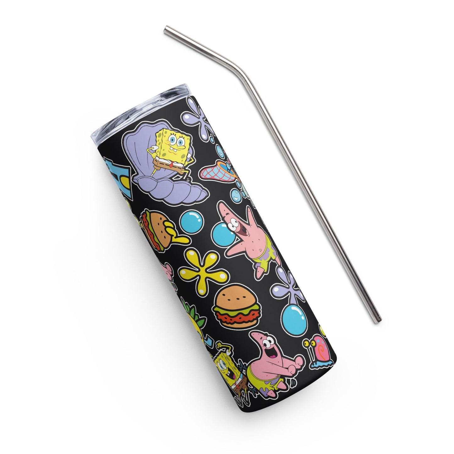 SpongeBob Squarepants Characters Stainless Steel Tumbler with Straw - Paramount Shop