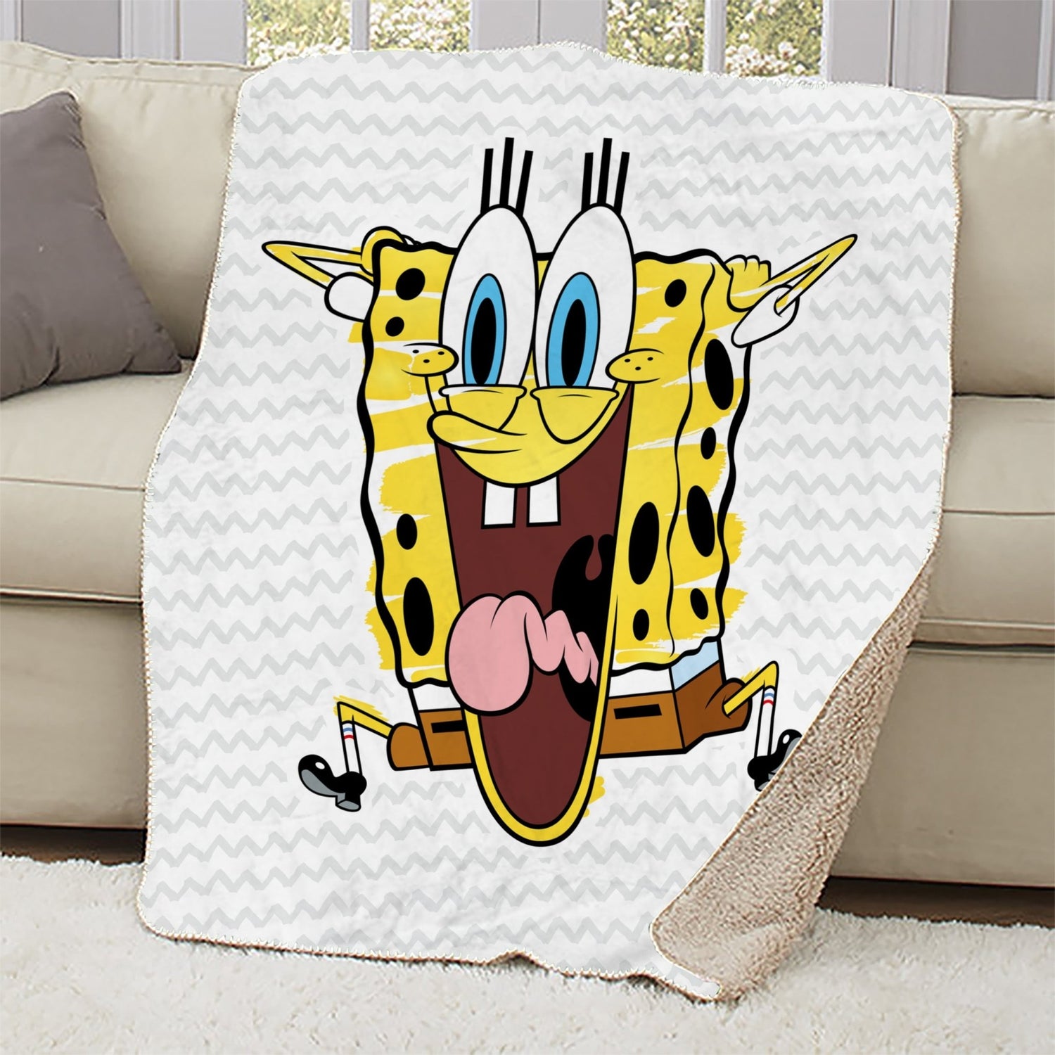 SpongeBob SquarePants Excited Sherpa Blanket - Paramount Shop
