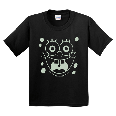 SpongeBob SquarePants Glow in the Dark Big Face Kids Short Sleeve Shirt - Paramount Shop