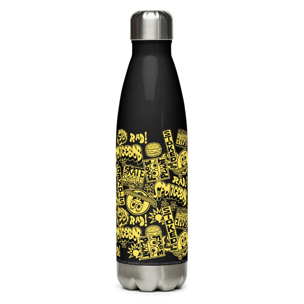 SpongeBob SquarePants SK8 Pattern Water Bottle - Paramount Shop