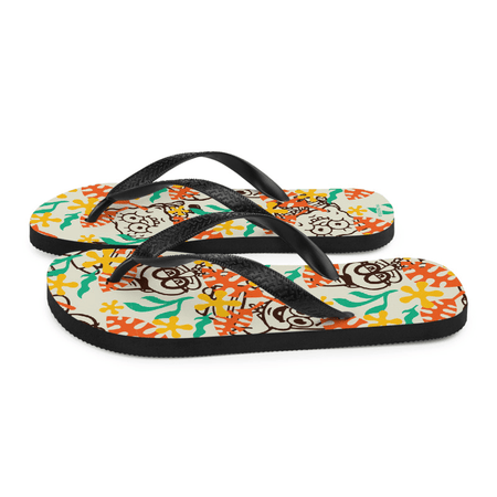 SpongeBob SquarePants Sponge on the Run Camp Coral Floral Adult Flip Flops - Paramount Shop