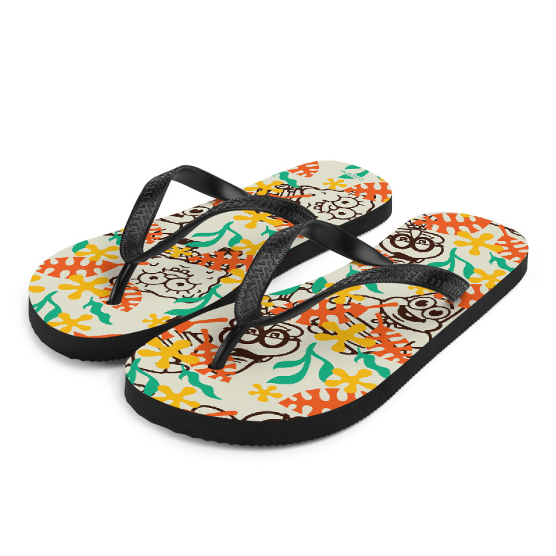 SpongeBob SquarePants Sponge on the Run Camp Coral Floral Adult Flip Flops - Paramount Shop