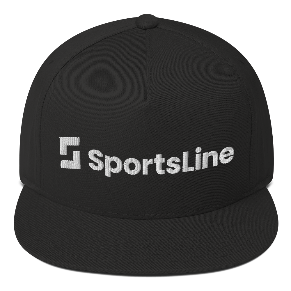 Sportsline Logo White Embroidered Flat Bill Hat - Paramount Shop