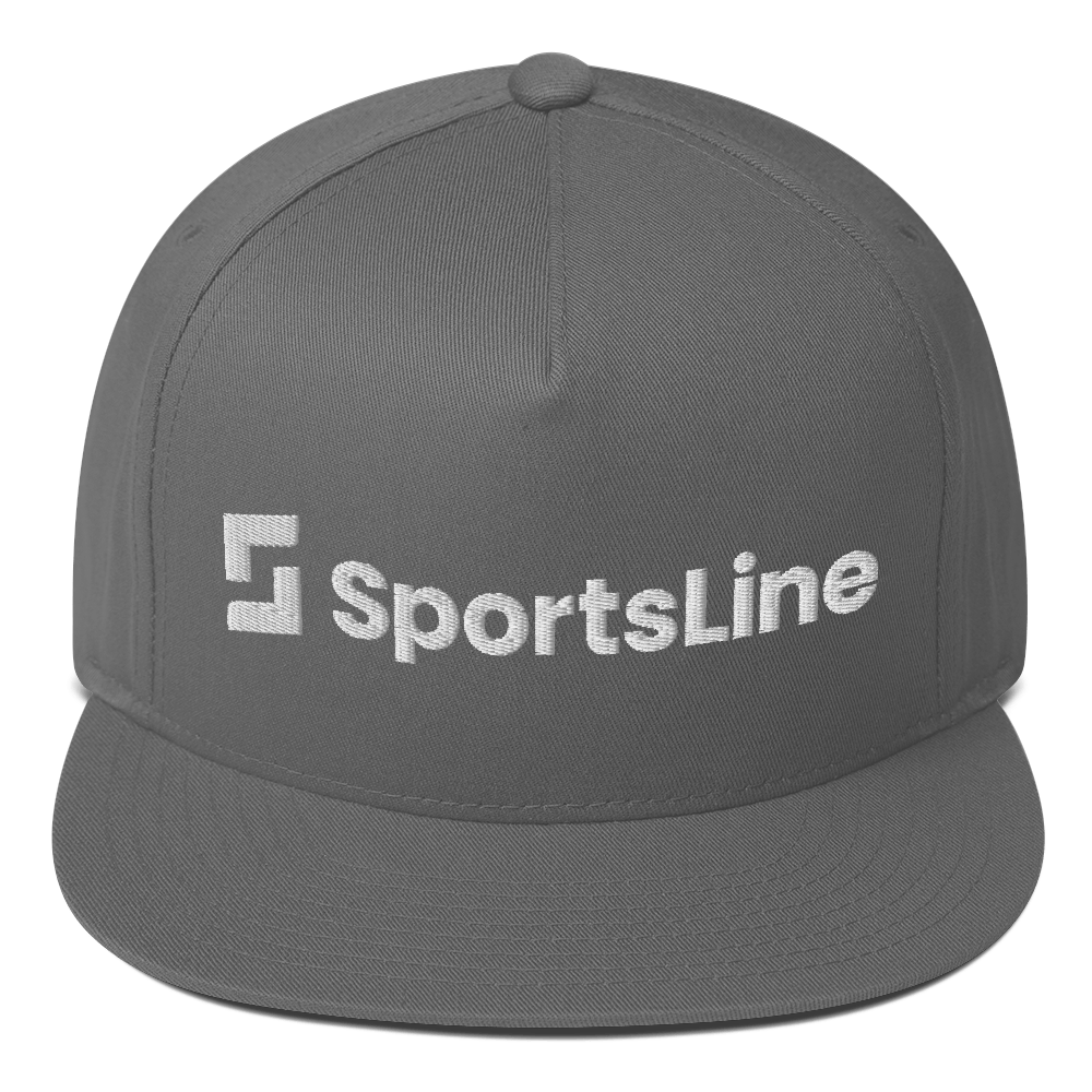 Sportsline Logo White Embroidered Flat Bill Hat - Paramount Shop