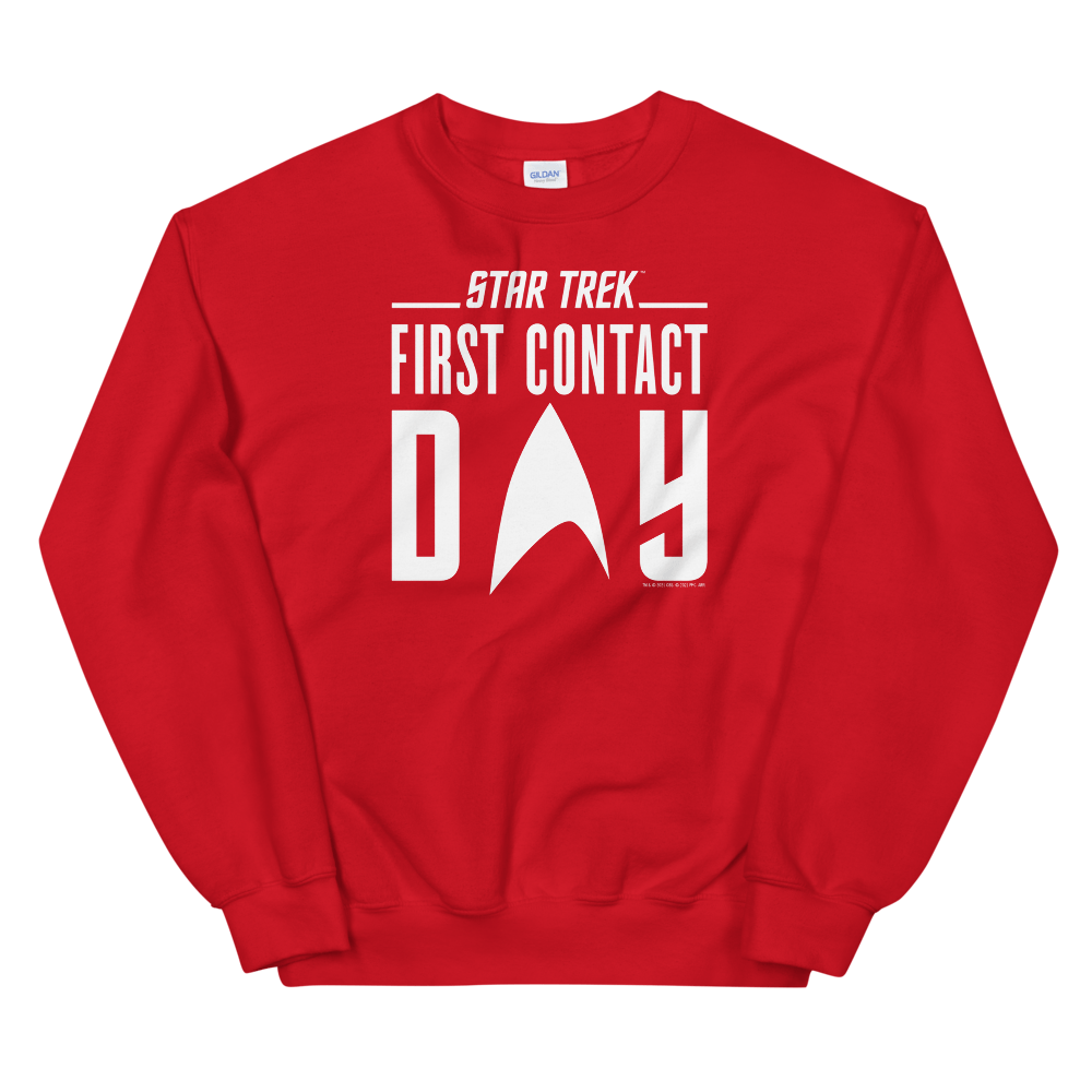 Star Trek: First Contact White Logo Fleece Crewneck Sweatshirt - Paramount Shop
