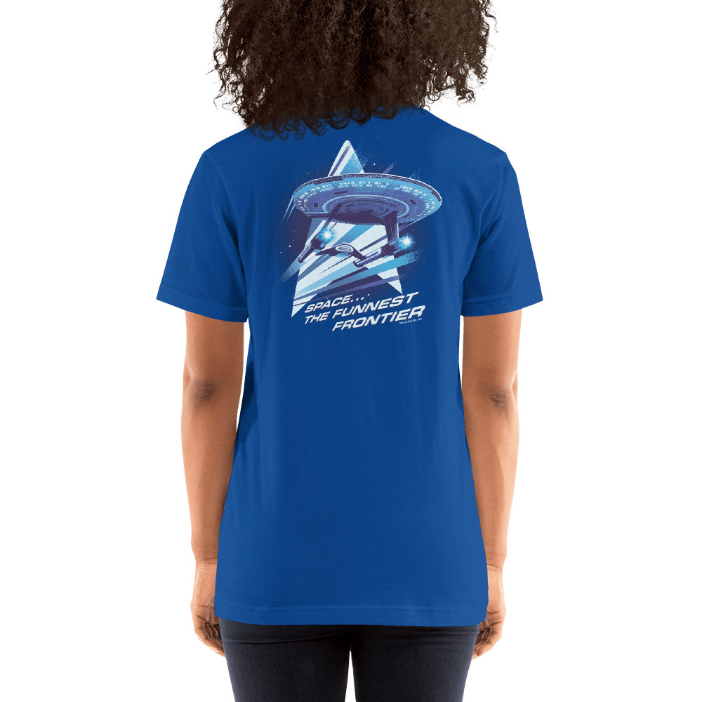 Star Trek: Lower Decks Space The Funnest Frontier Blue Unisex Premium T - Shirt - Paramount Shop