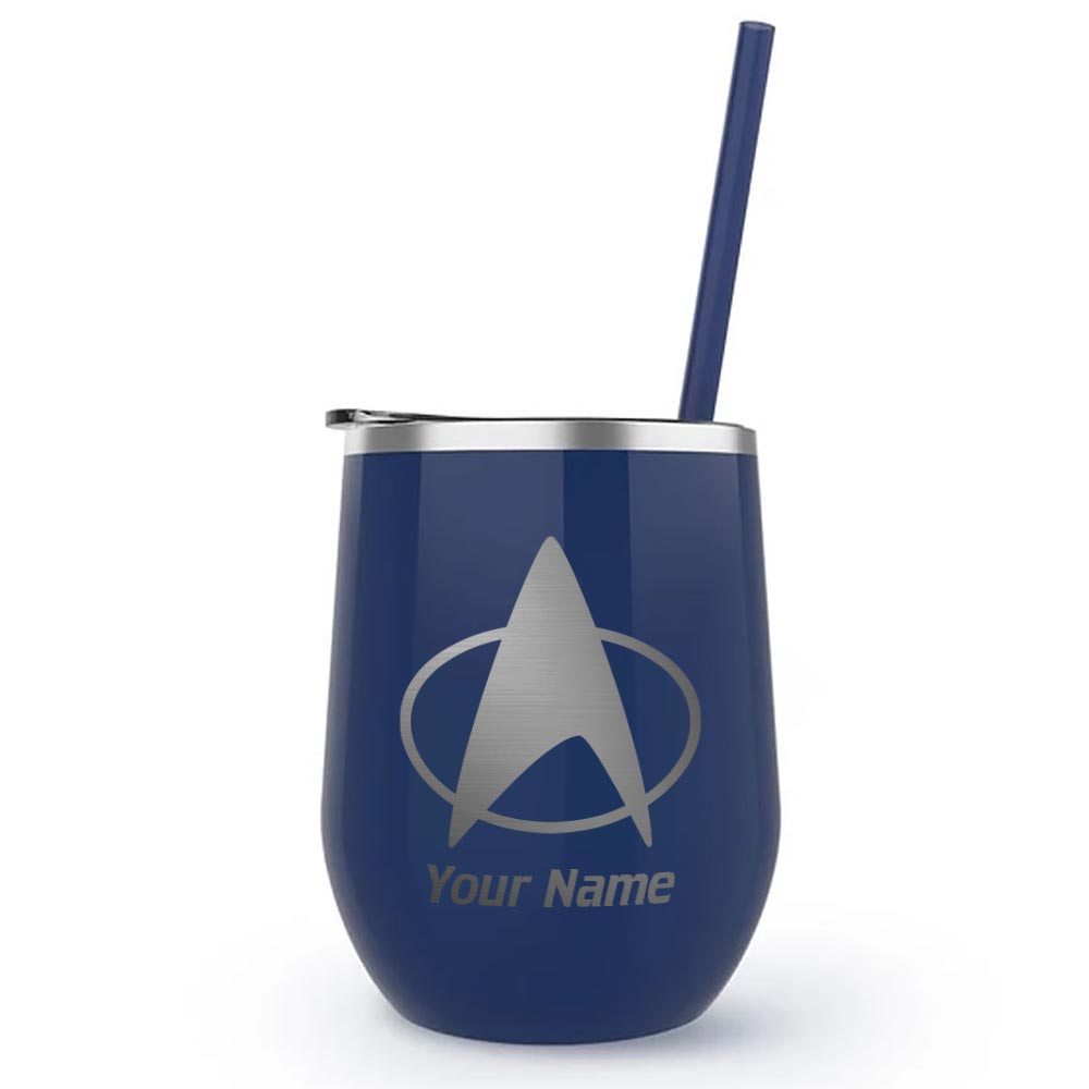 Star Trek: The Next Generation Delta Personalized Laser Engraved Wine Tumbler with Straw - Paramount Shop