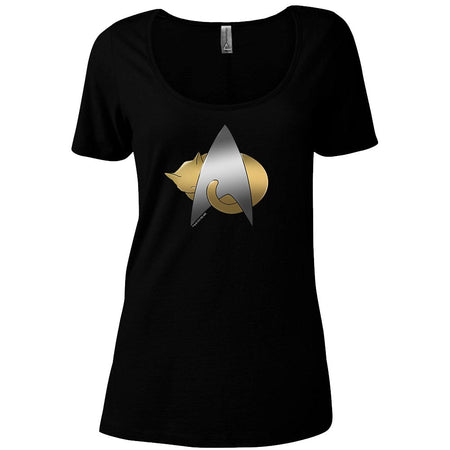 Star Trek: The Next Generation Kitty Cat Logo Women's Relaxed Scoop Neck T - Shirt - Paramount Shop