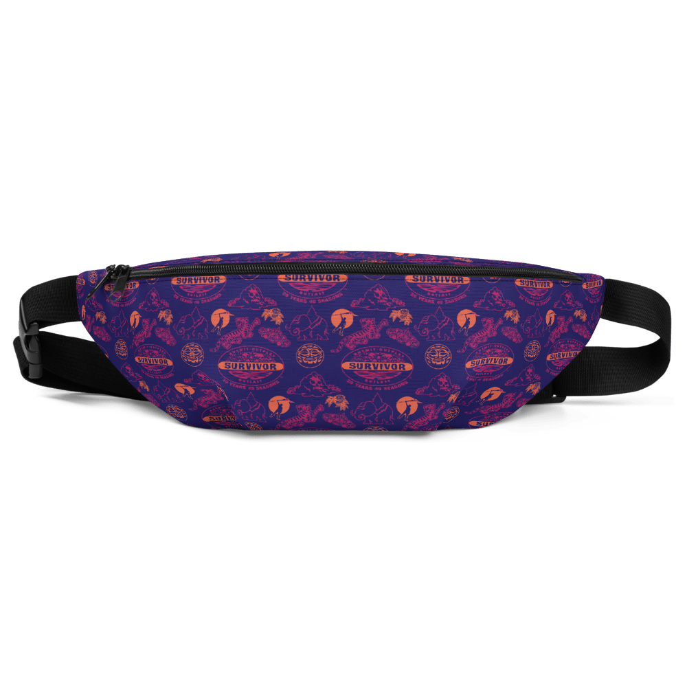 Survivor 20 Years 40 Seasons All Over Purple Pattern Premium Fanny Pack - Paramount Shop