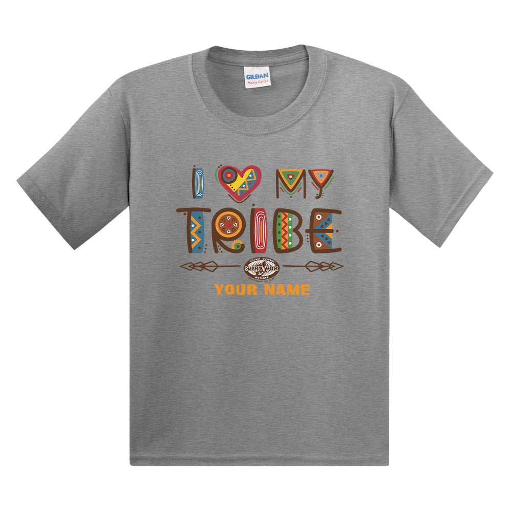 Survivor I Love My Tribe Mashup Personalized Kid's Short Sleeve T - Shirt - Paramount Shop