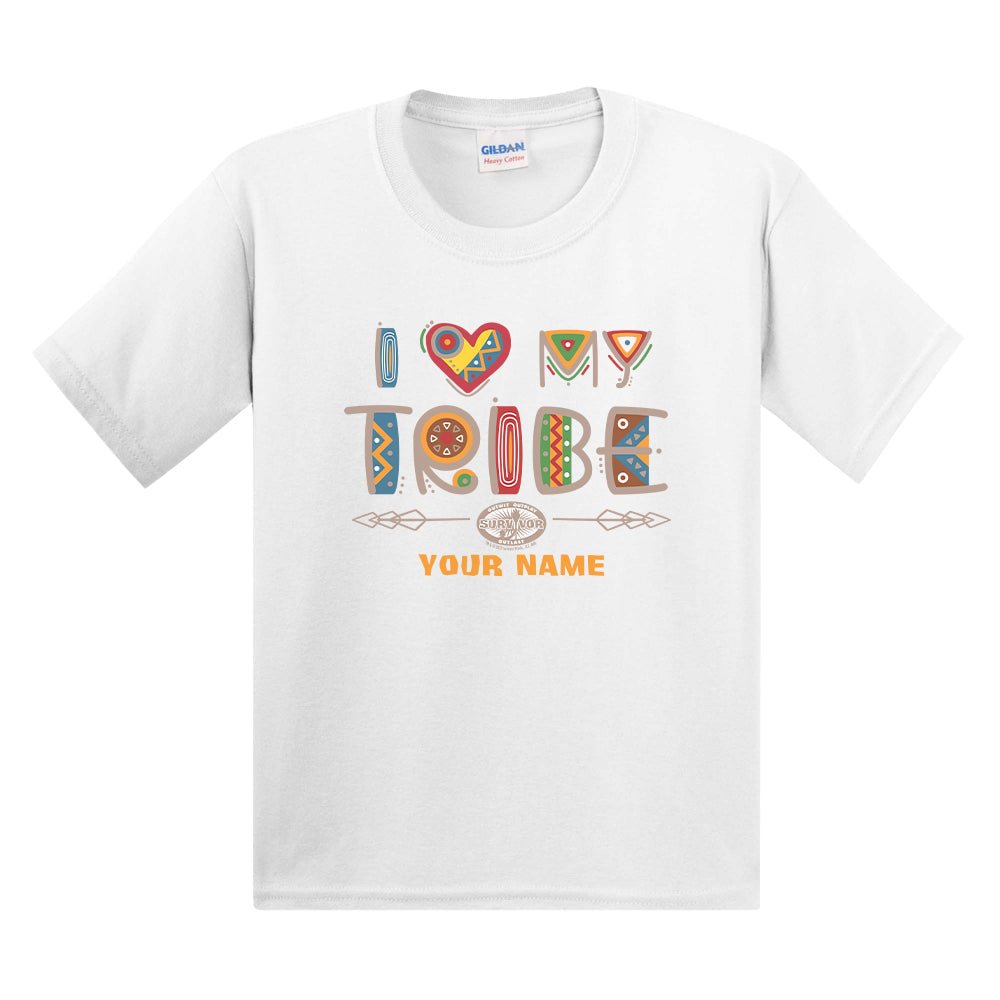 Survivor I Love My Tribe Mashup Personalized Kid's Short Sleeve T - Shirt - Paramount Shop