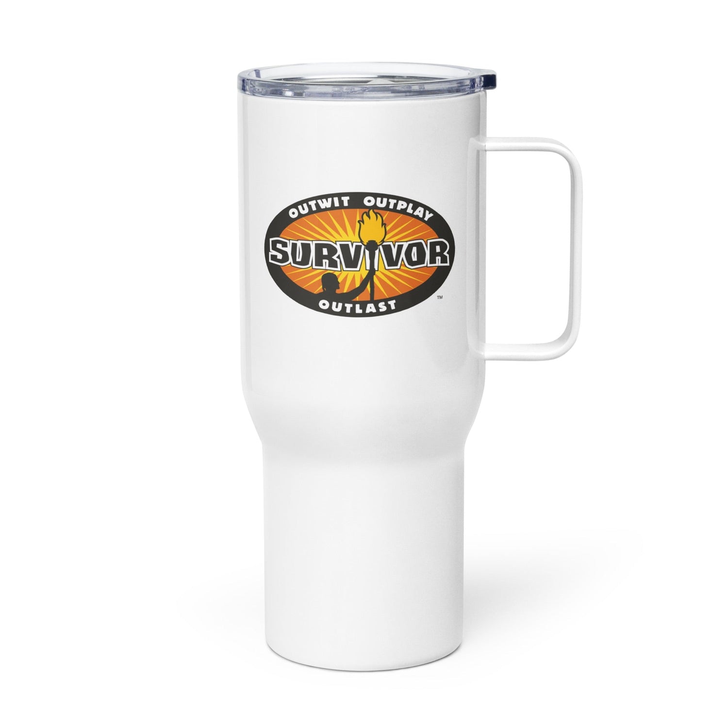 Survivor Outwit, Outplay, Outlast Logo Travel Mug With Handle - Paramount Shop