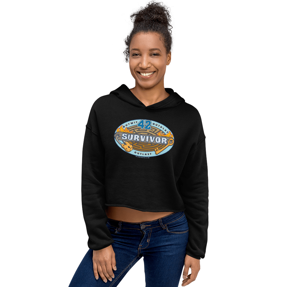 Survivor Season 42 Logo Women's Fleece Crop Hooded Sweatshirt - Paramount Shop