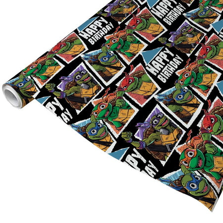 Teenage Mutant Ninja Turtles: Mutant Mayhem Happy Birthday Pattern Wrapping Paper - Paramount Shop