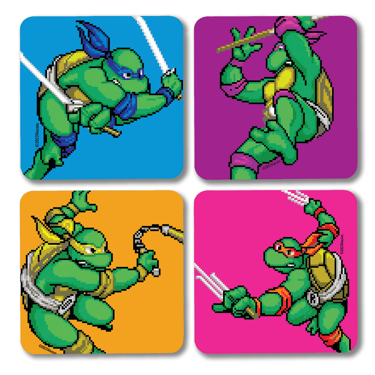 Teenage Mutant Ninja Turtles Ninjas Battle Stance Coasters with Mahogany Holder - Set of 4 - Paramount Shop