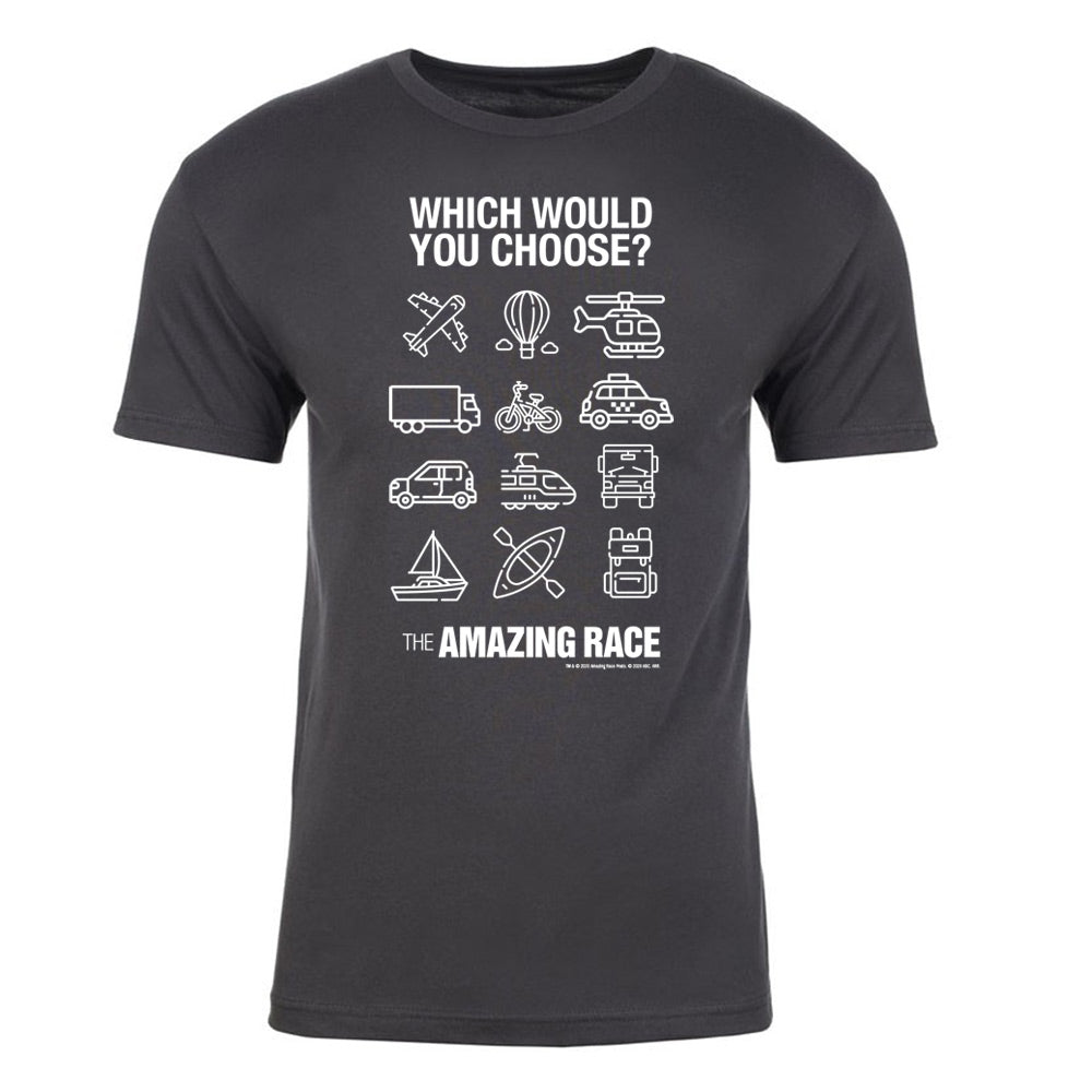 The Amazing Race White Choose Your Adventure Adult Short Sleeve T - Shirt - Paramount Shop