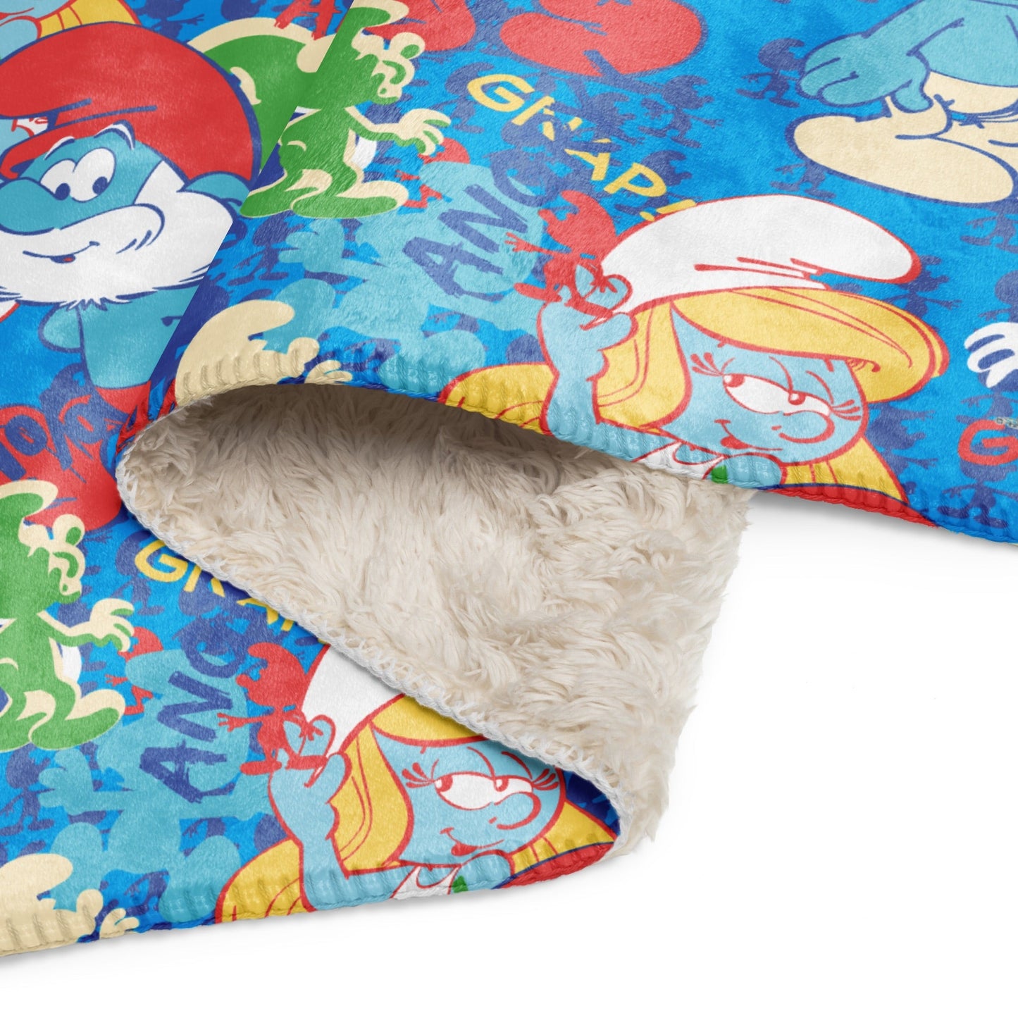 The Smurfs Collage Sherpa Blanket - Paramount Shop