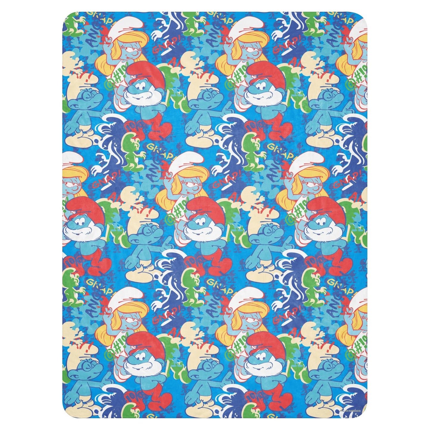 The Smurfs Collage Sherpa Blanket - Paramount Shop