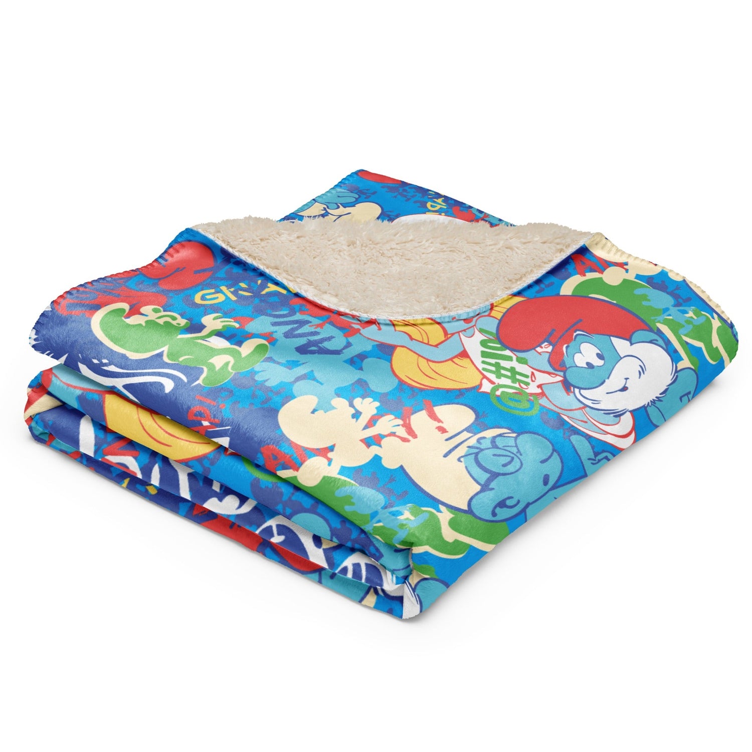 The Smurfs Collage Sherpa Blanket - Paramount Shop