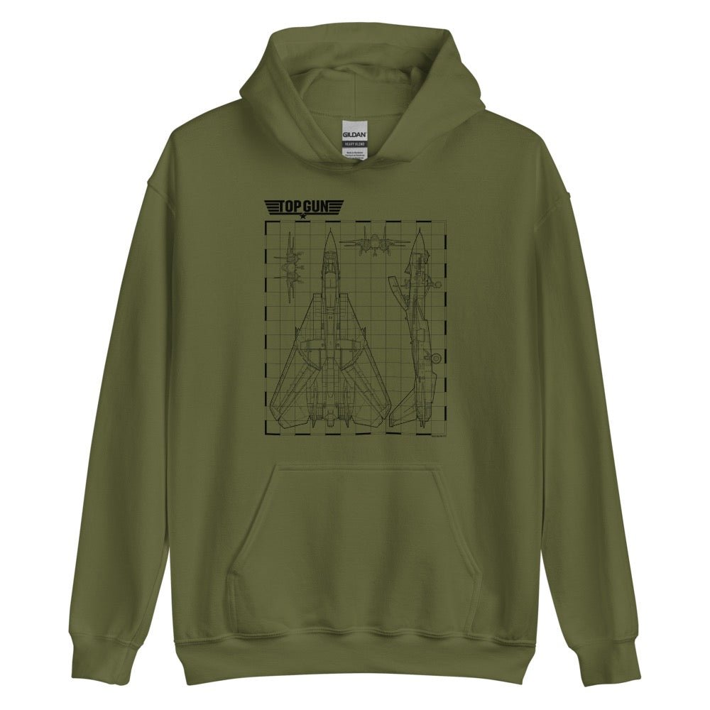 Top Gun Fighter Jet Schematics Hooded Sweatshirt - Paramount Shop