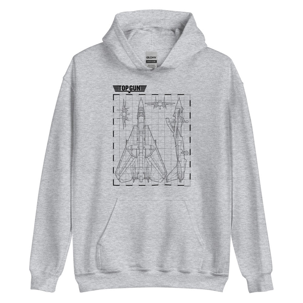 Top Gun Fighter Jet Schematics Hooded Sweatshirt - Paramount Shop