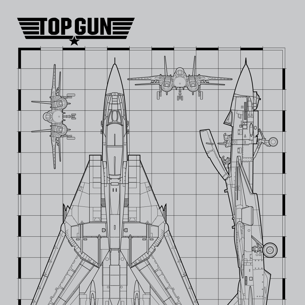 Top Gun Fighter Jet Schematics Sherpa Blanket - Paramount Shop