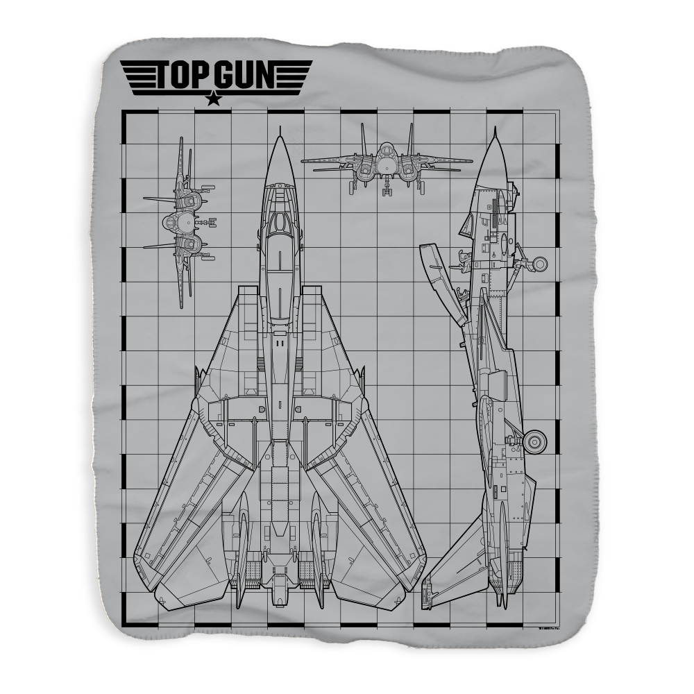 Top Gun Fighter Jet Schematics Sherpa Blanket - Paramount Shop