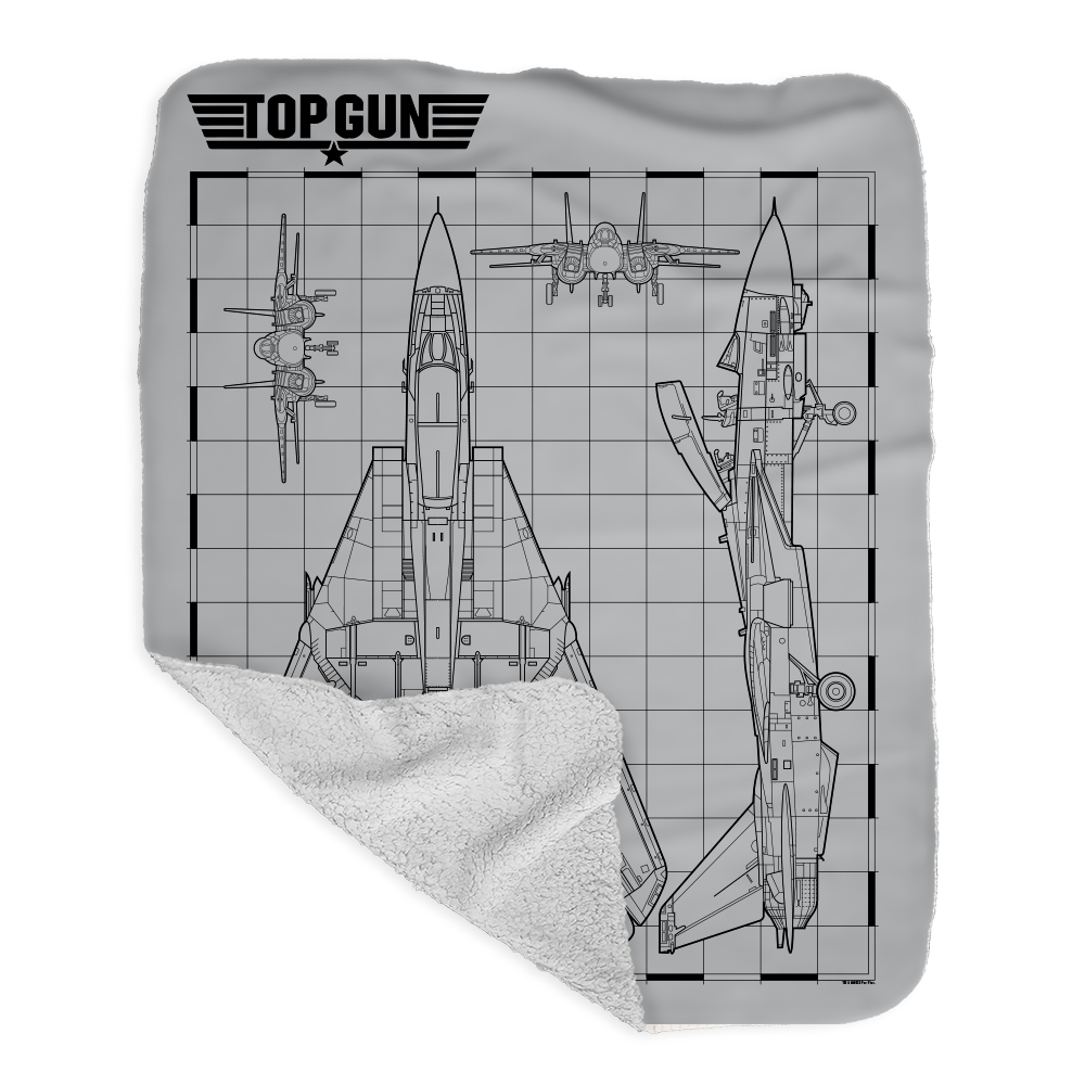 Top Gun Fighter Jet Schematics Sherpa Blanket - Paramount Shop