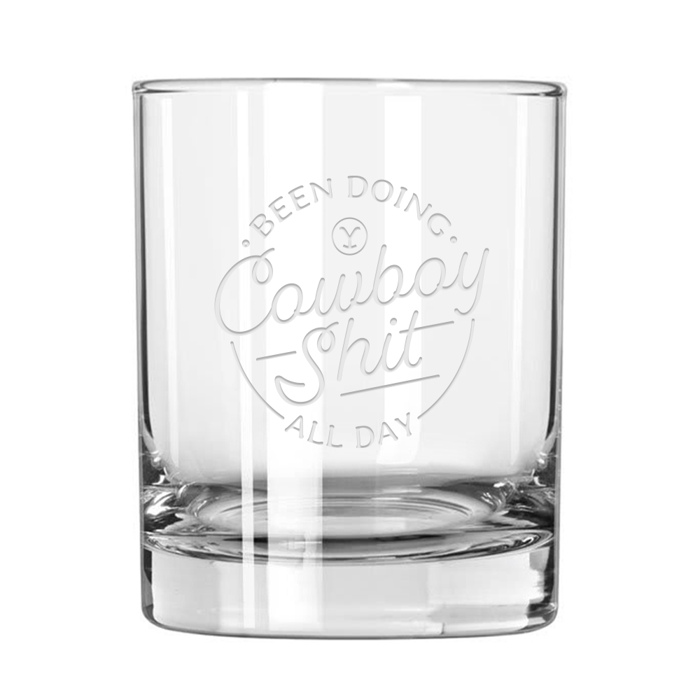 Yellowstone Cowboy Laser Engraved Rocks Glass - Paramount Shop